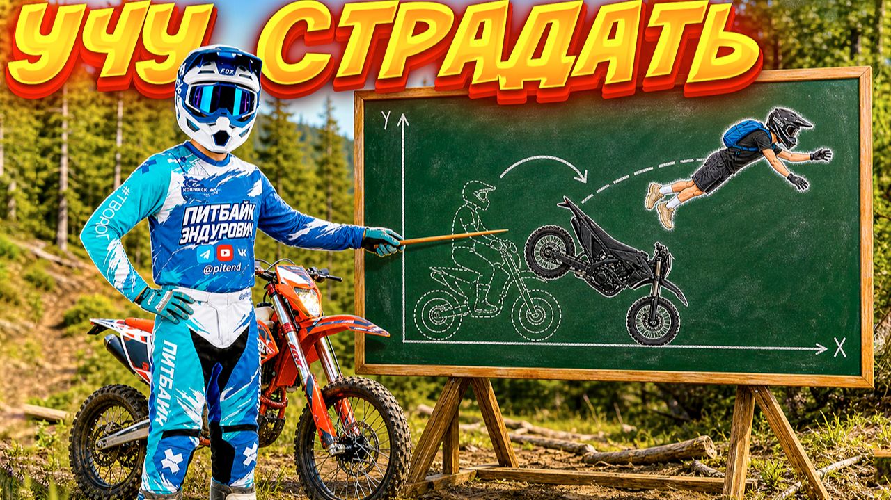 ОН В ШОКЕ // УЧУ СВОЕГО ДРУГА КАТАТЬ ЭНДУРО НА ПИТБАЙКЕ