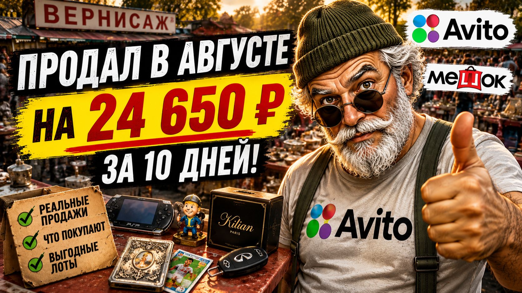 Продал на 24 650 ₽ за 10 дней! Что покупают на Авито и аукционе Мешок в августе?