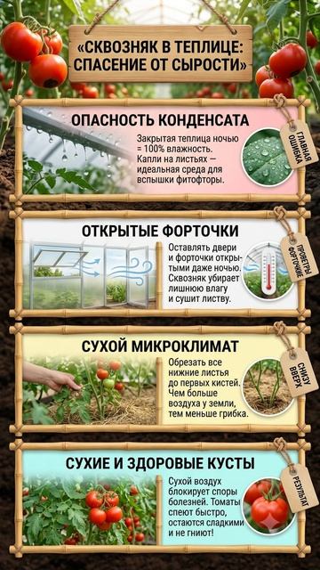 🌬️ НЕ закрывайте теплицу на ночь Простой шаг, который спасёт томаты от фитофторы.