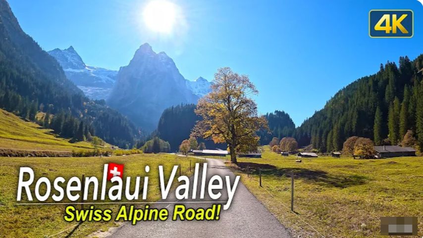 🚗 SmartTV 4К ➤ 🌄 Узкая альпийская дорога из Майрингена в долину Розенлауи, Швейцарские Альпы!🌄