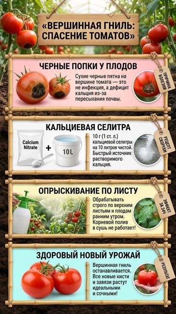 🍅 Заметили черные пятна на томатах Спасаем урожай от вершинной гнили за 24 часа