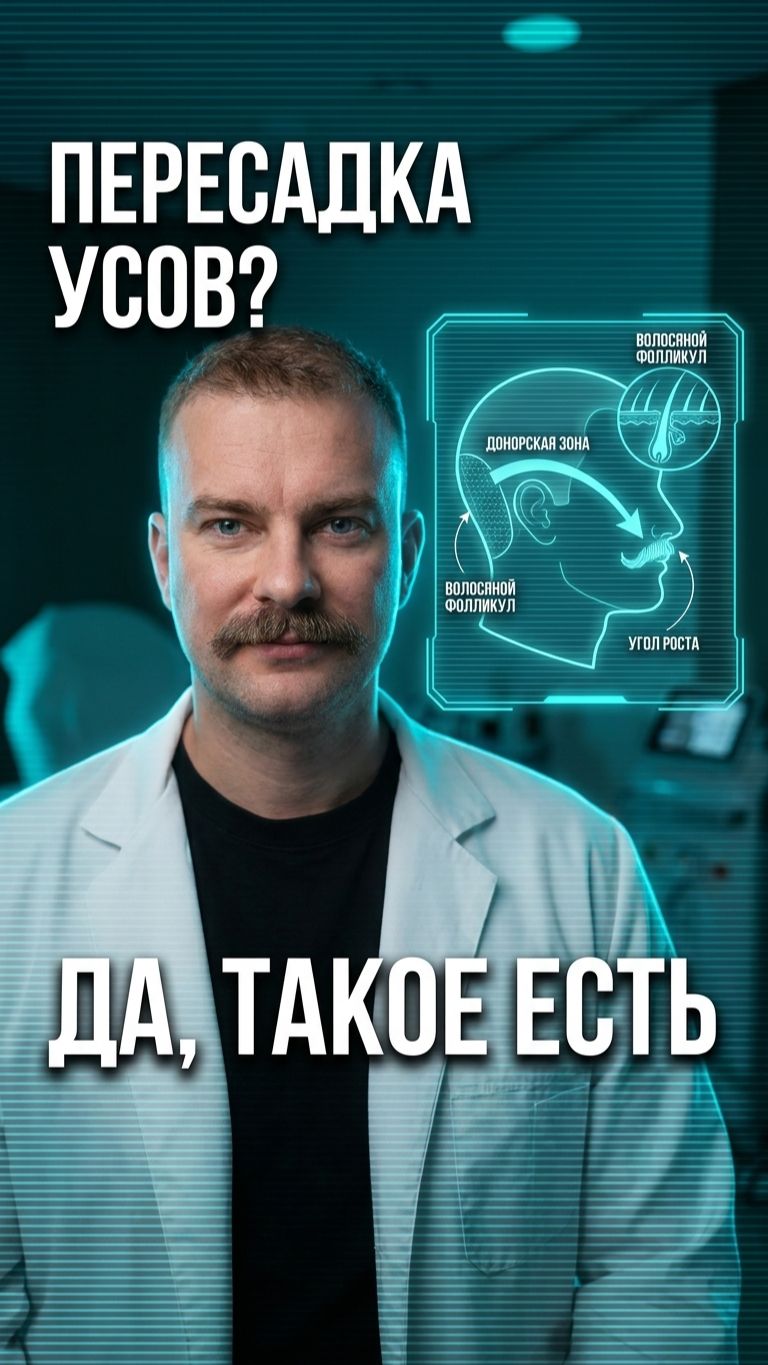 Пересадка усов FUE: почему усы не растут и как это исправить 🧔