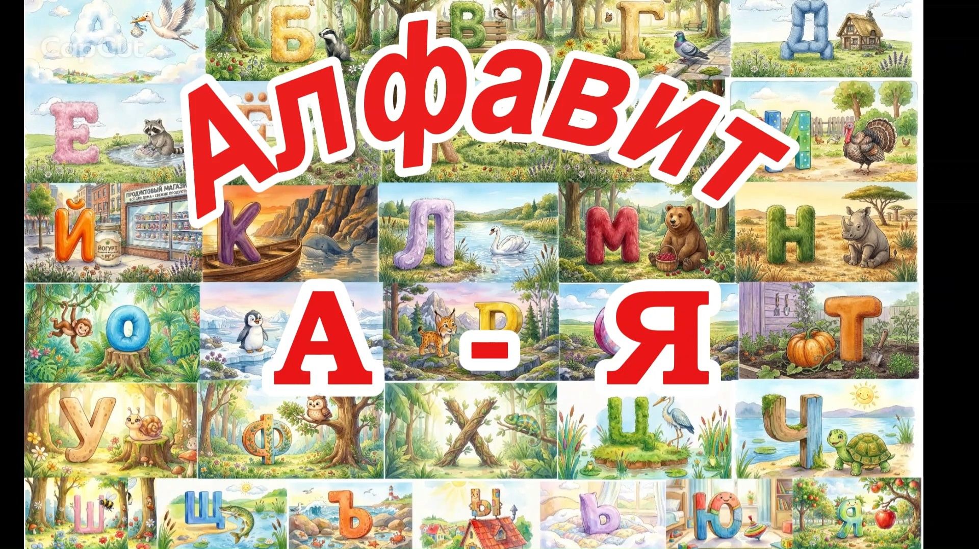 Мультяшный алфавит и весёлая песенка. Развивающее видео для детей