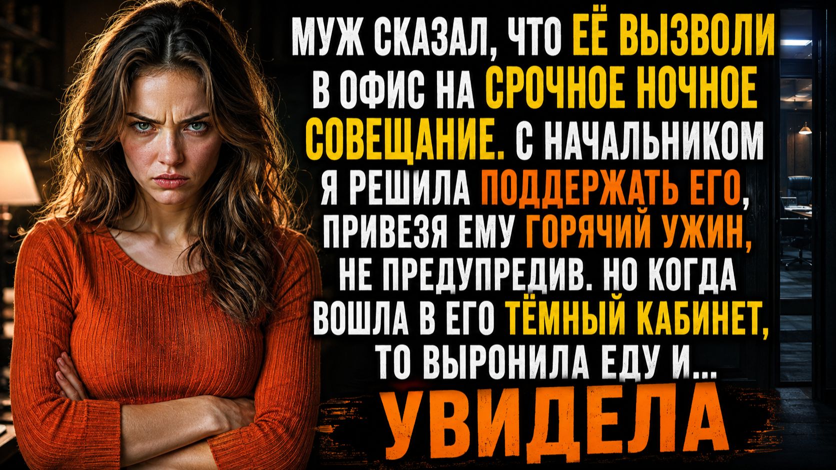 Муж уехал на ночное совещание к начальнице. Я привезла ужин — и застыла у двери его кабинета…
