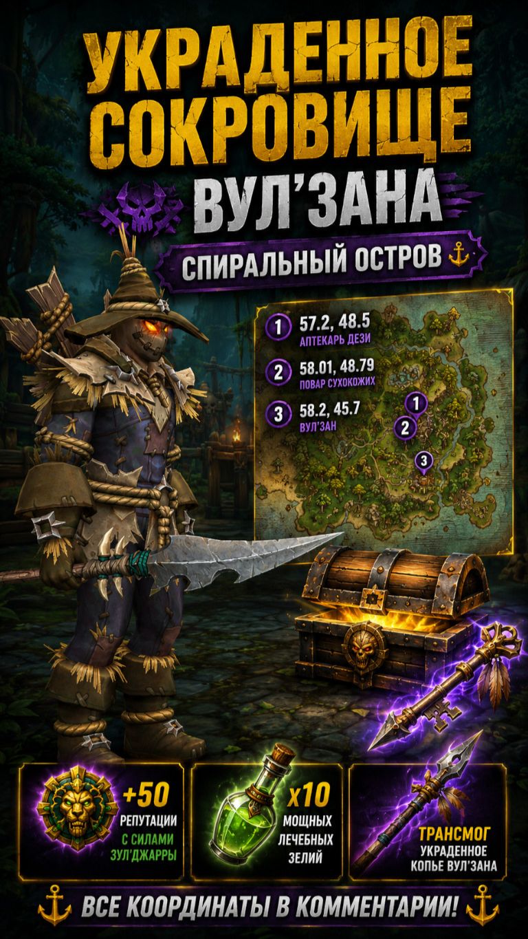 Как открыть Украденное сокровище Вул'зана - СЕКРЕТНЫЙ ТАЙНИК в World Of Warcraft: Midnight!