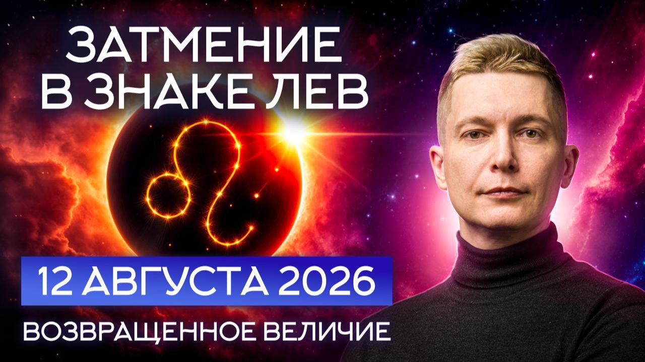 ЗАТМЕНИЕ в знаке Лев 12 августа 2026 Возвращенное Величие. Душевный гороскоп Павел Чудинов