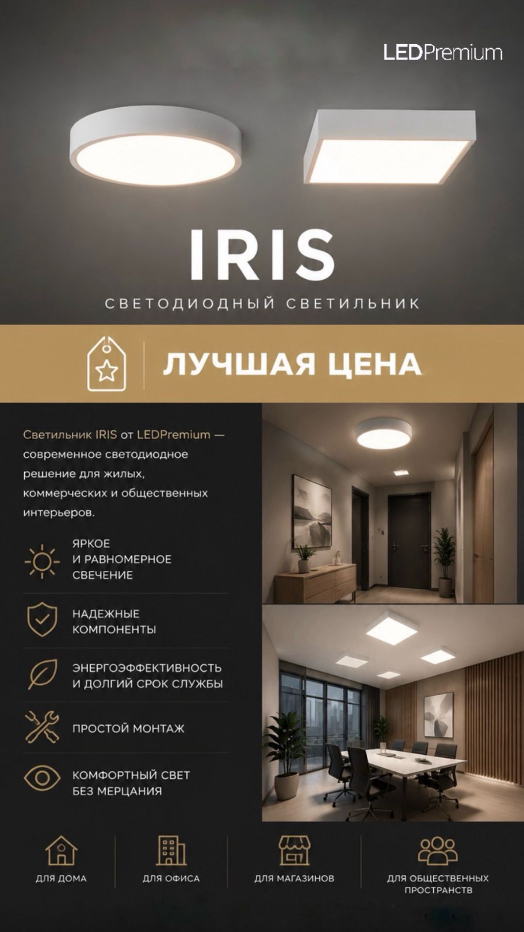  Накладные светодиодные светильники IRIS от LEDPremium