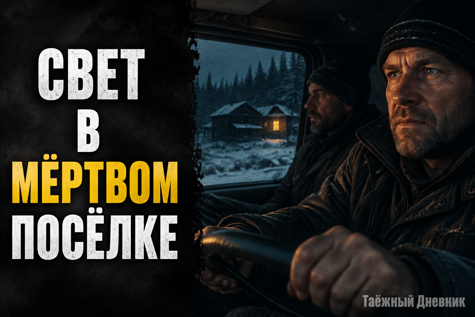 В заброшенном посёлке среди метели загорелось окно