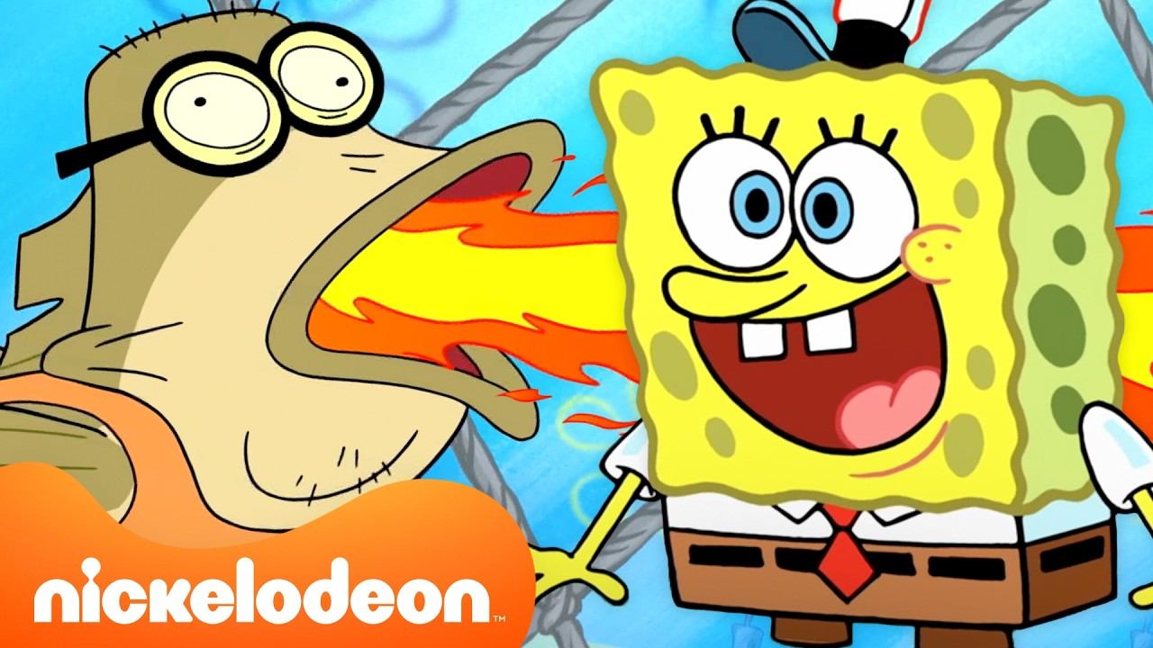 1 час самых безумных моментов Губки Боба с Пузырным Бассом  | Nickelodeon