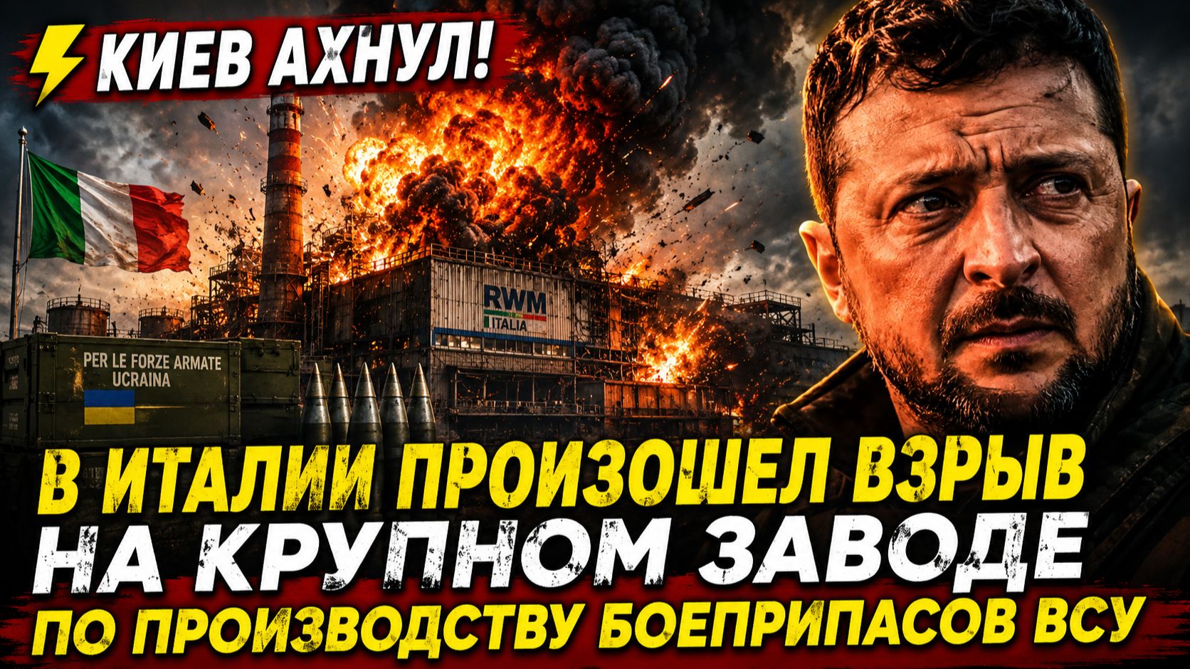 КИЕВ АХНУЛ! В Италии произошел взрыв на крупном заводе по производству боеприпасов ВСУ