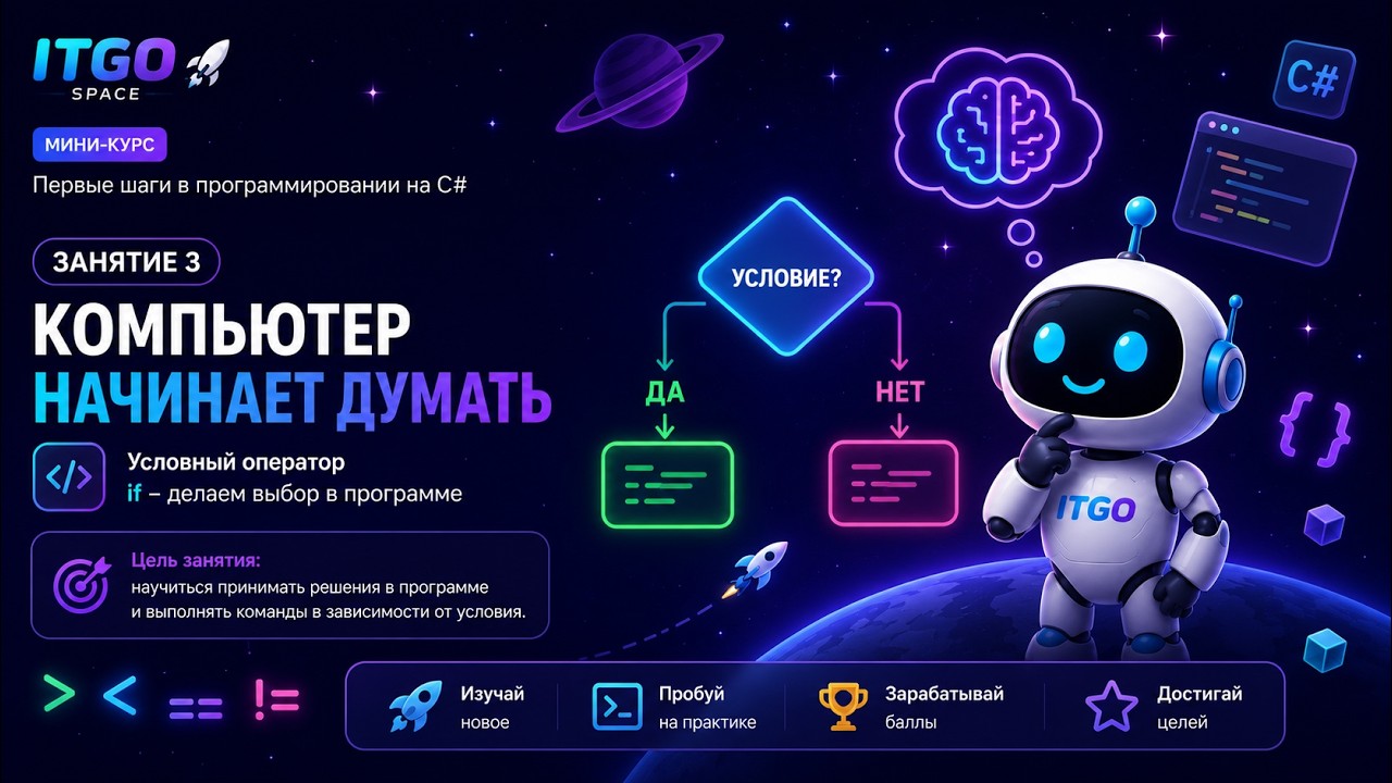  Занятие 3. Компьютер начинает думать  C для начинающих  ITGo