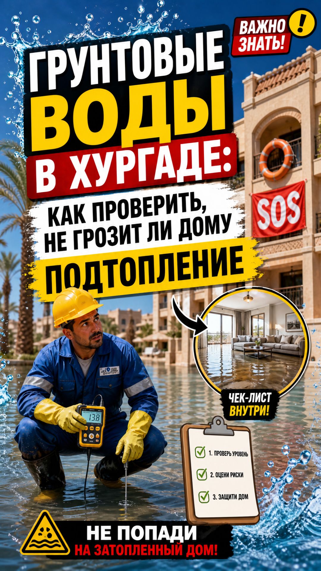 Как определить уровень грунтовых вод перед покупкой дома в Хургаде, грозит ли дому подтопление?