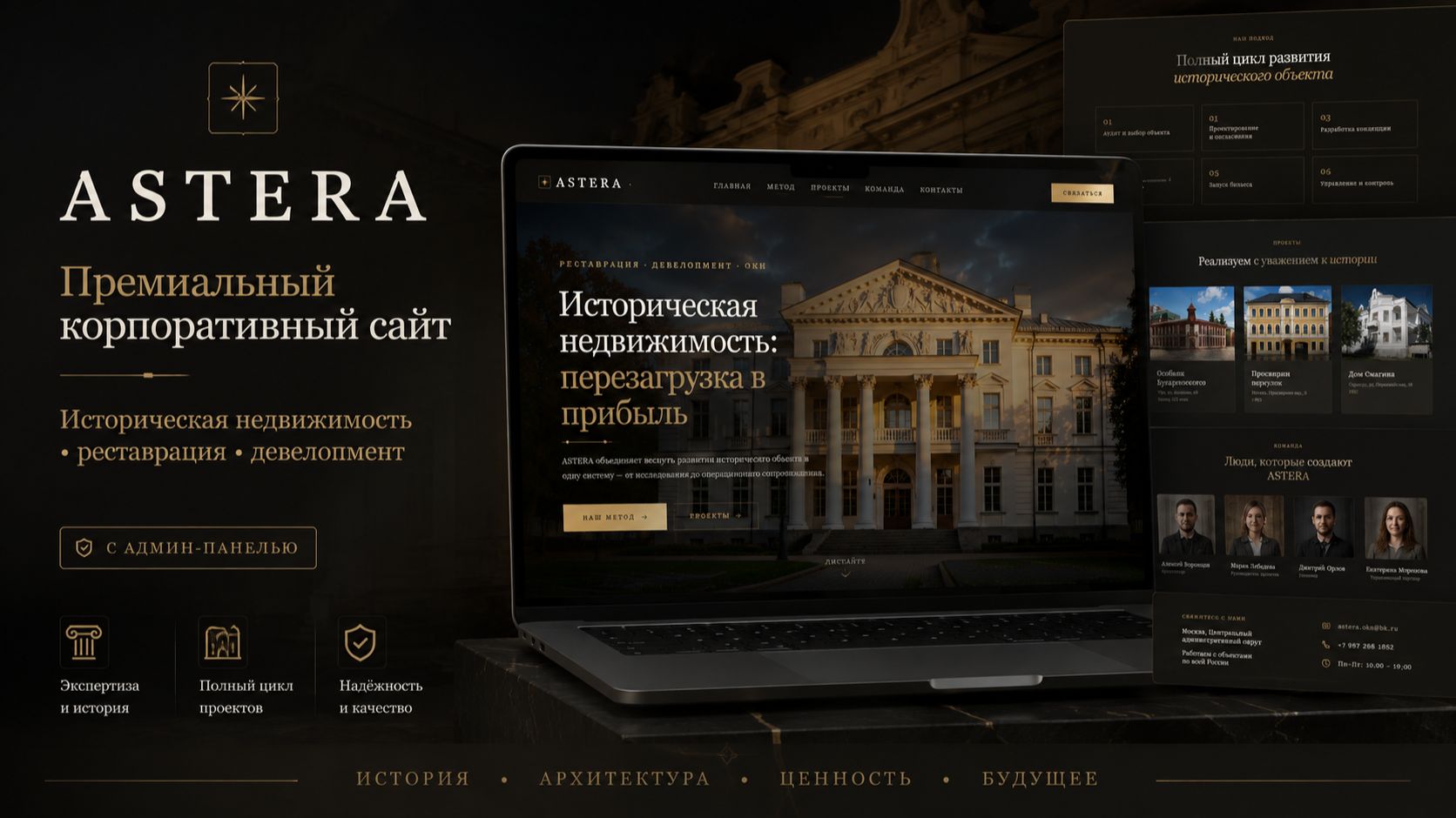 ASTERA — премиальный корпоративный сайт с админ-панелью | Обзор проекта Tech Hacker