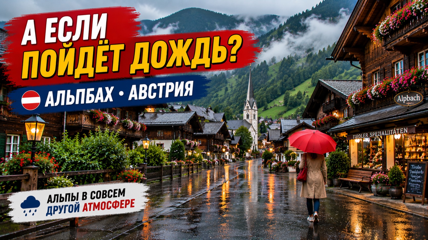 ⭐ Альпбах, Австрия 🇦🇹 Дождь в самой красивой деревне Тироля — невероятная атмосфера Альп | 4K