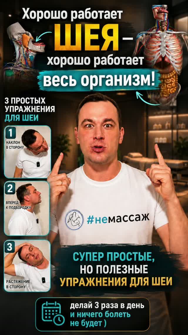 3 Супер Простых Упражнения для ШЕИ 👍 для Здоровья Всего Организма #шея #здоровье #упражнения