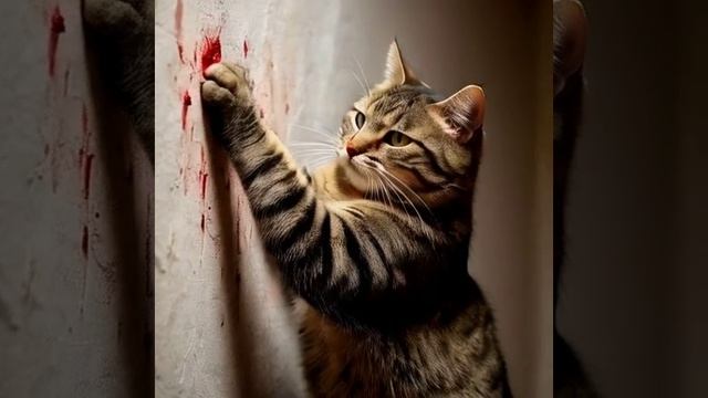 Кот стены сломал