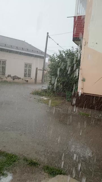 Уруссу небольшой ливень с градом