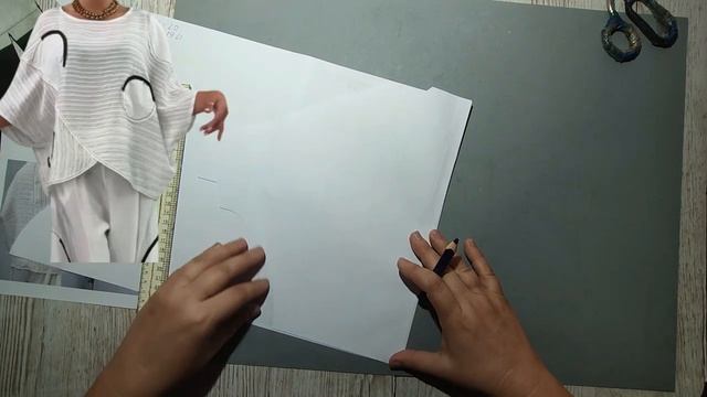 Моделирование. Асимметричная модель оверсайз с рукавом летучая мышь. Выкройка № 2188.