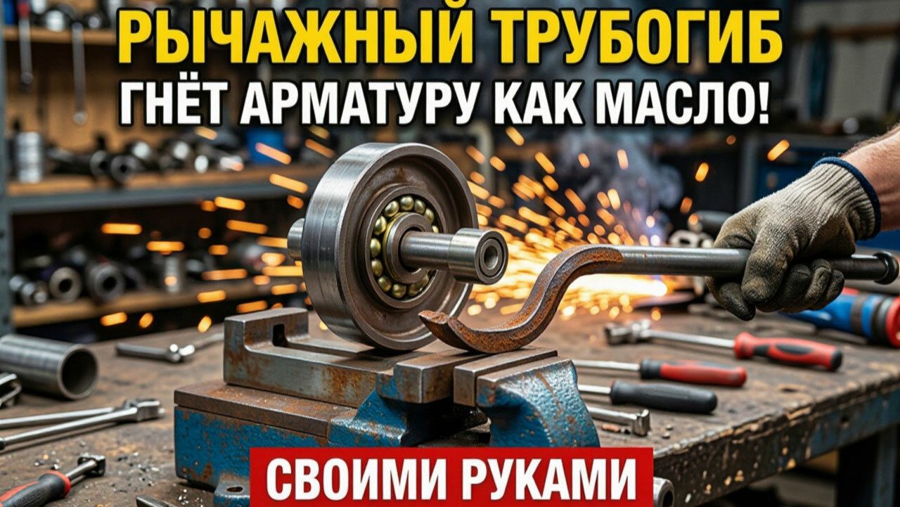 КАК ИДЕАЛЬНО СОГНУТЬ АРМАТУРУ БЕЗ ЗАЛОМОВ? Самодельный рычажный трубогиб из стали. Самоделка DIY