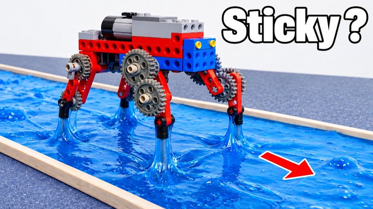 Конструктор LEGO Walker Technic противостоит липким слизистым препятствиям - Сможет ли он спастись?