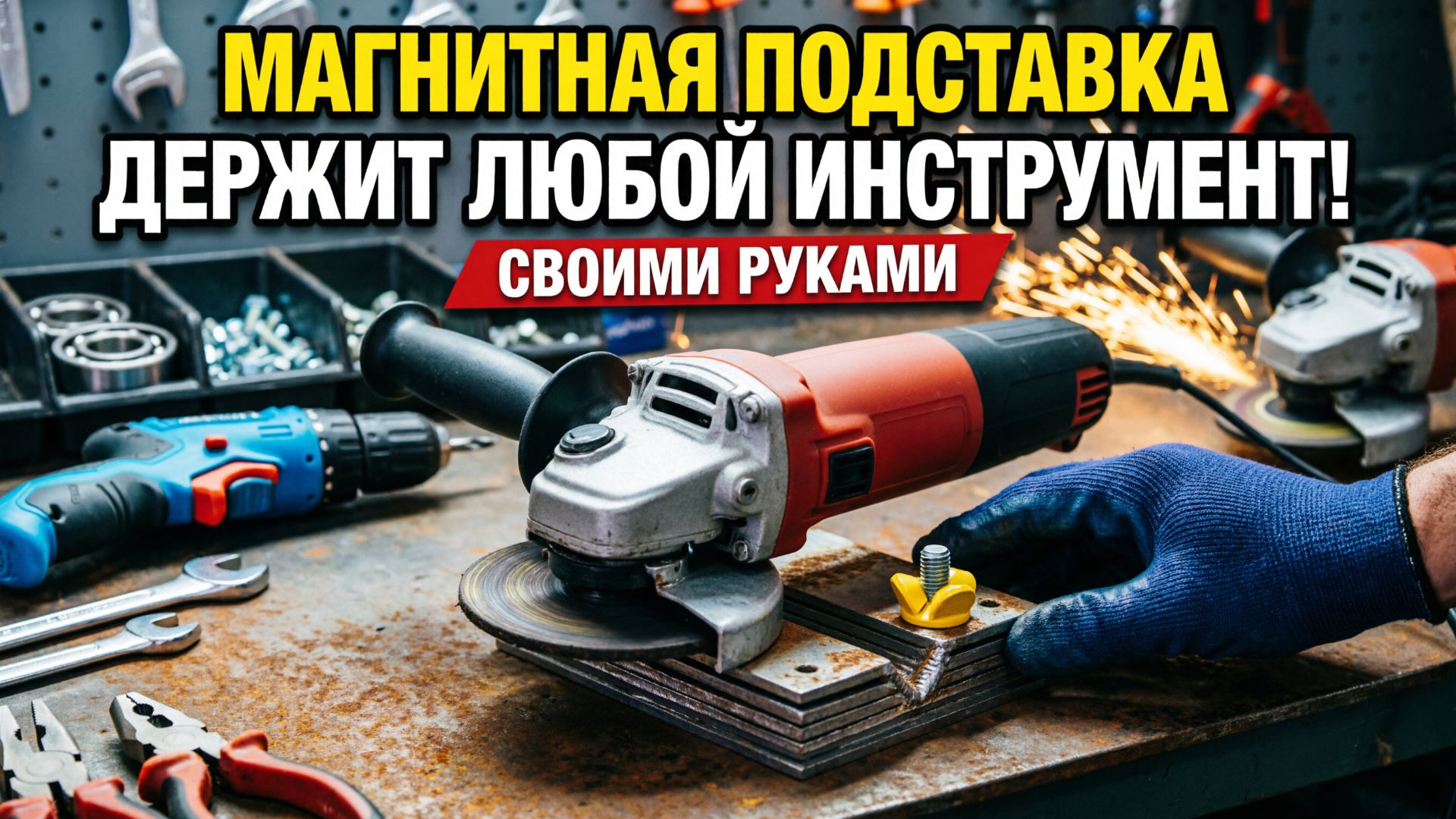 УМНЫЙ ДЕРЖАТЕЛЬ ДЛЯ БОЛГАРКИ ИЗ ХЛАМА СВОИМИ РУКАМИ! Магнитная подставка с регулировкой. Лайфхак