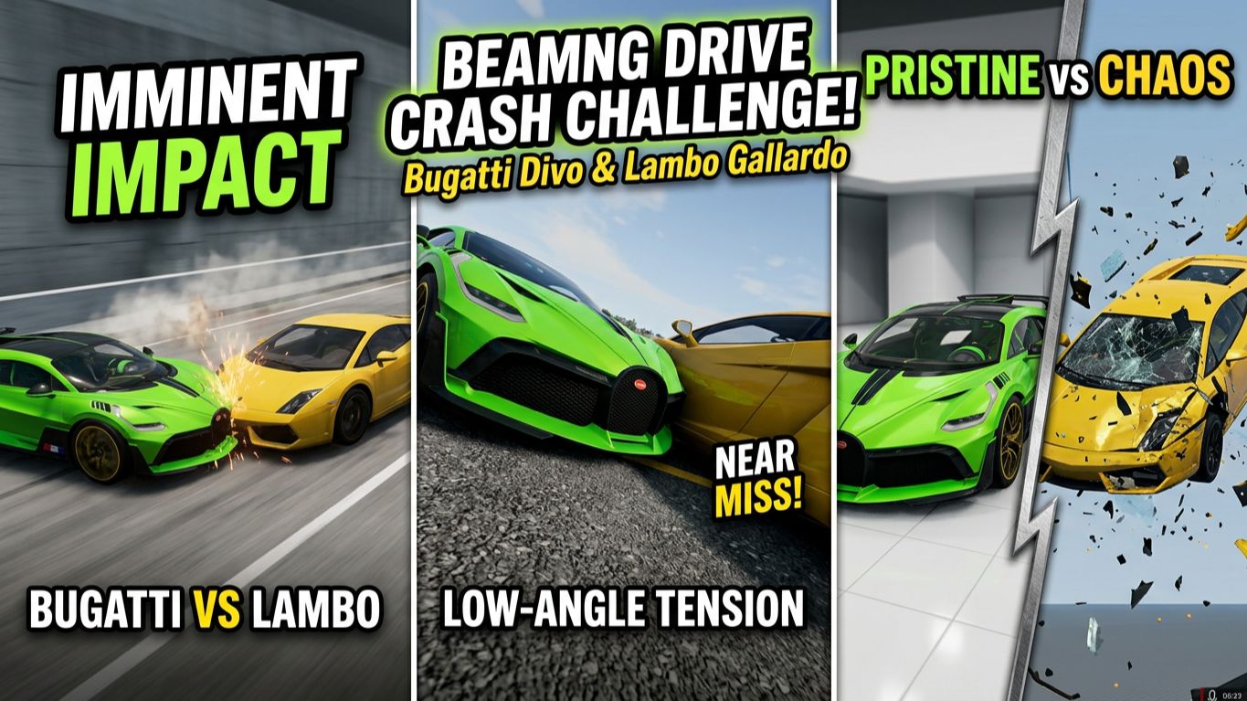 ROUND 1/LAMBORGINI GALARDO VS BUGATTI DIVO /SUPERCAR CRASH CHAMPIONSHIP BEAMNG DRIVE/
