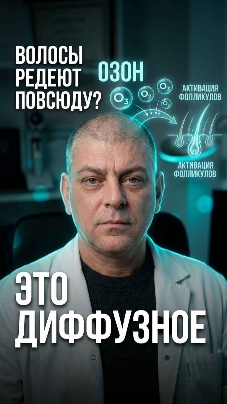 Диффузное выпадение волос: озонотерапия — процедура, о которой мало говорят 🔬