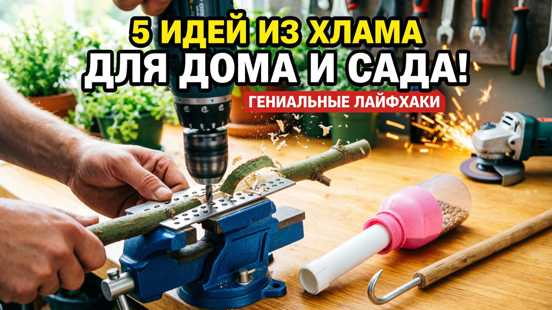 5 ГЕНИАЛЬНЫХ ЛАЙФХАКОВ ДЛЯ ДОМА И САДА! Полка на ремнях, сеялка и съёмник фруктов. Самоделки DIY