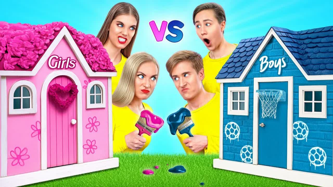 Домики Одного Цвета Челлендж _ Мальчики против Девочек от Multi DO Smile