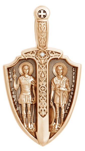 Образок Георгий Победоносец Александр Невский Архангел Михаил золото 585 проба арт. 202.236-К