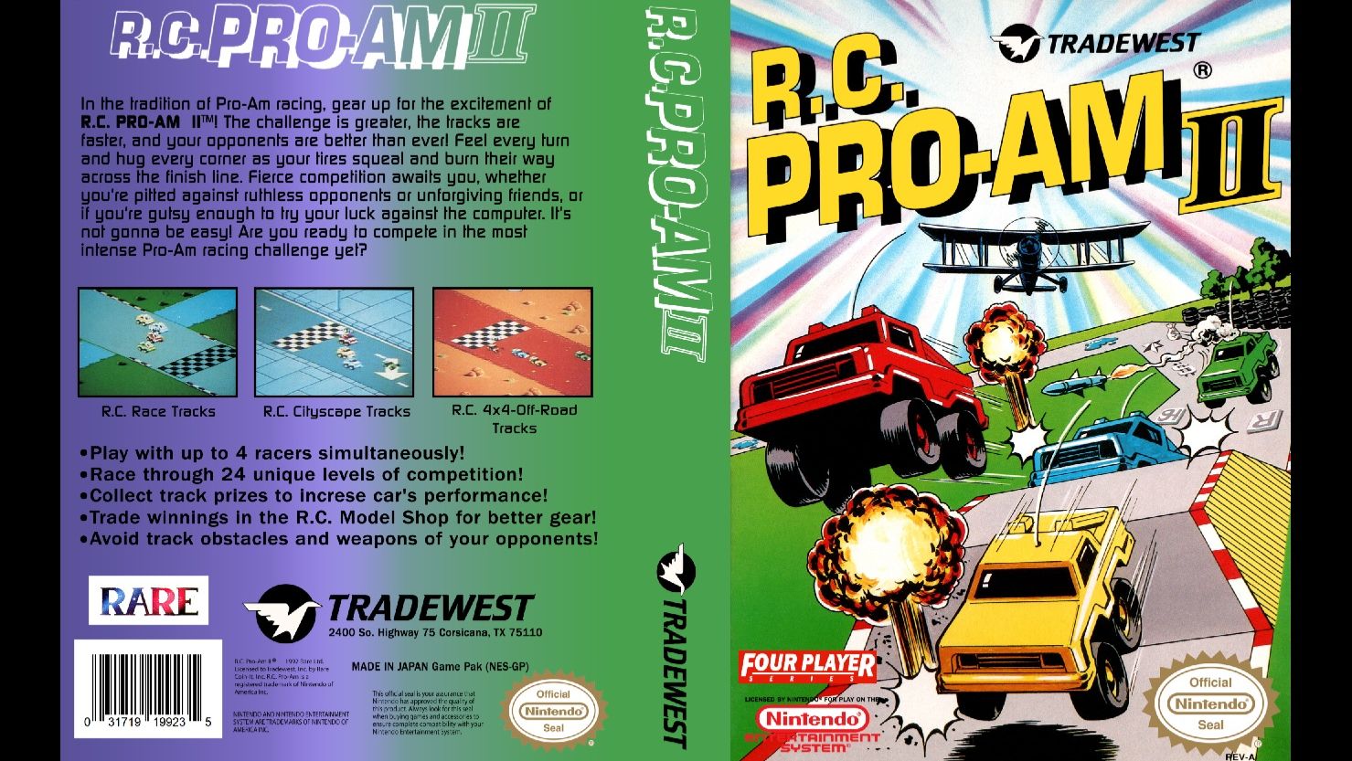 R.C. PRO-AM II. RARE.1992. NES