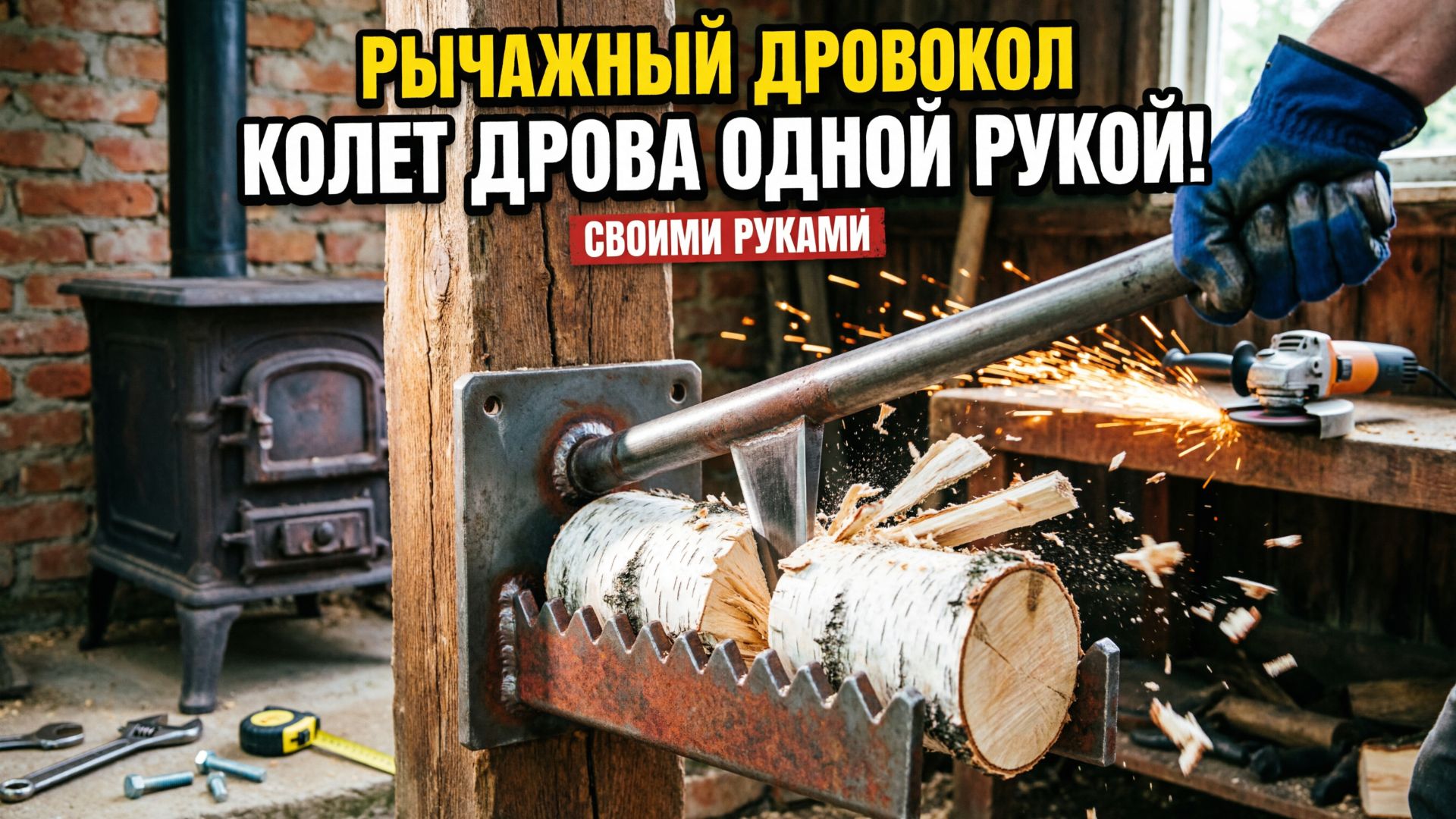КАК ЛЕГКО КОЛОТЬ ДРОВА БЕЗ ТОПОРЫ? Гениальный рычажный дровокол из хлама. Гениальная самоделка DIY