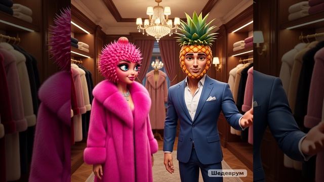 Рамбутане купили шубку ярко-розовую! Мультфильм😆