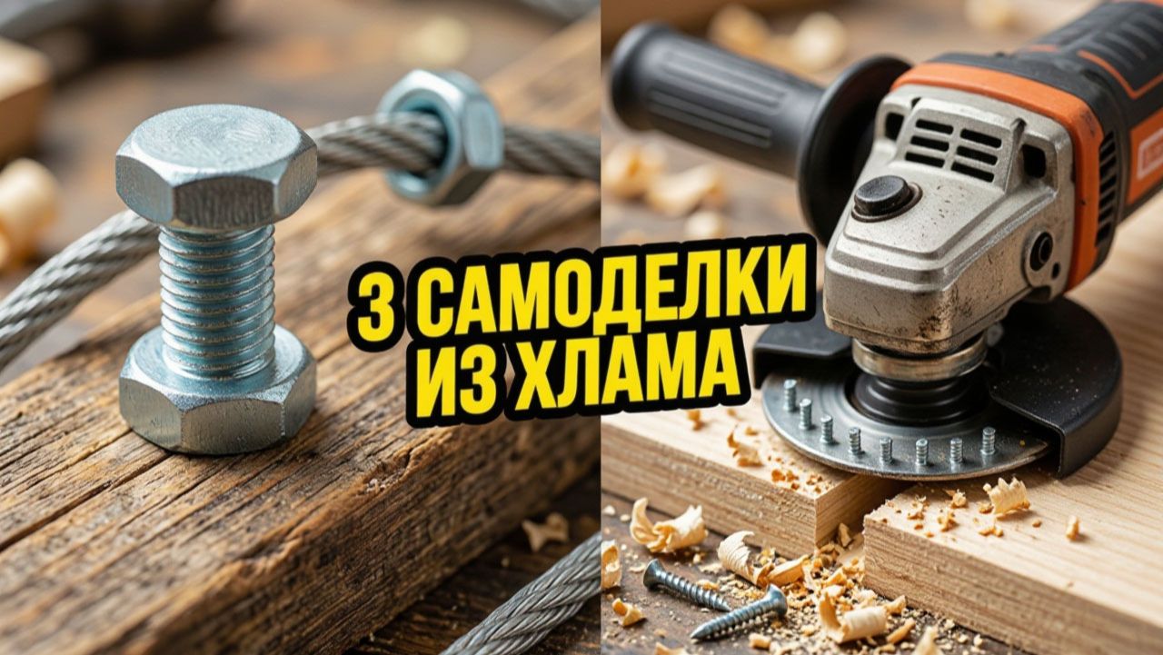 ЭТО ГЕНИАЛЬНО! Анкер для троса из болта, фреза для болгарки из саморезов и защита рук из шприца.