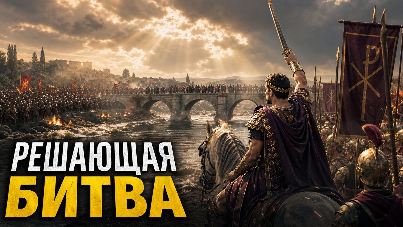 Битва у Мульвиева моста 312 г. н.э. - 40 000 воинов Константина против 100 000 солдат Рима
