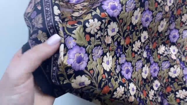 Хлопок фиолетовый с принтом Цветочная вышивка 14513