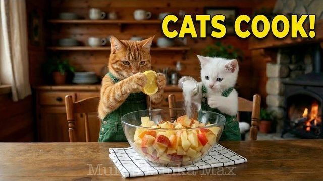 🐱✨ Уютный пирог с яблочным суфле в дождливое воскресенье!