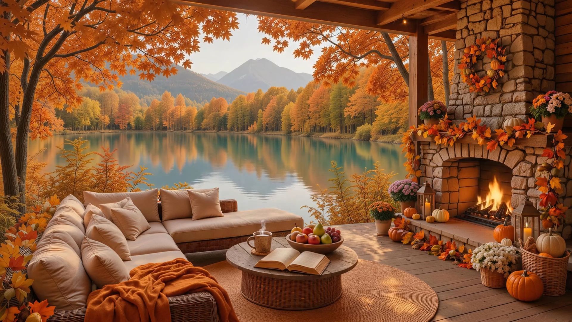 ОСЕННИЙ ДЖАЗ У КАМИНА НА ТЕРРАСЕ 🍂🔥 ДЛЯ ОТДЫХА И РАССЛАБЛЕНИЯ