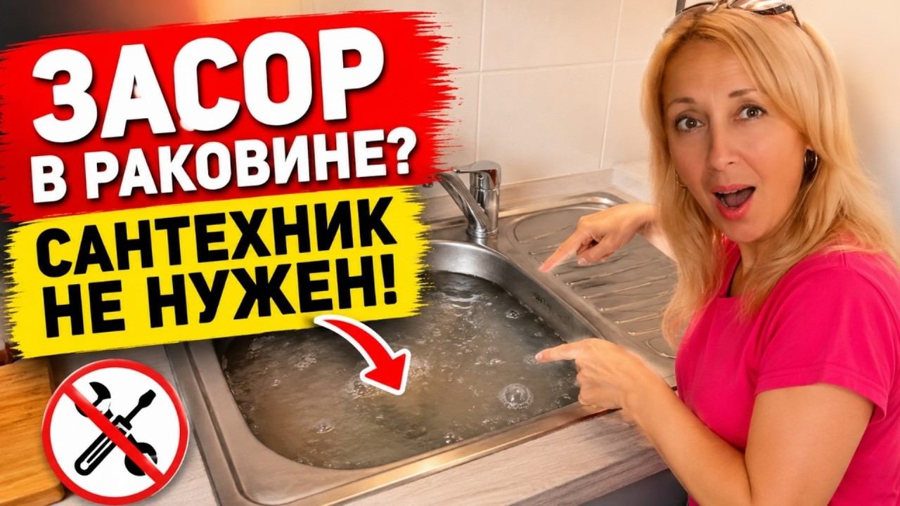 САНТЕХНИК НЕ НУЖЕН! Как прочистить засор в раковине за 5 минут