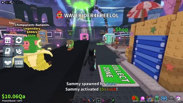 у меня есть Фантомный туалет Skibidi и 100-кратный сервер Lucky Server - Укради Brainrot
