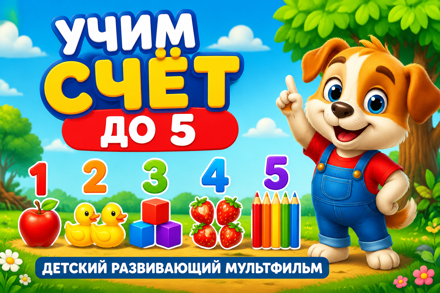 Учимся считать до 5  развивающий мультфильм для детей