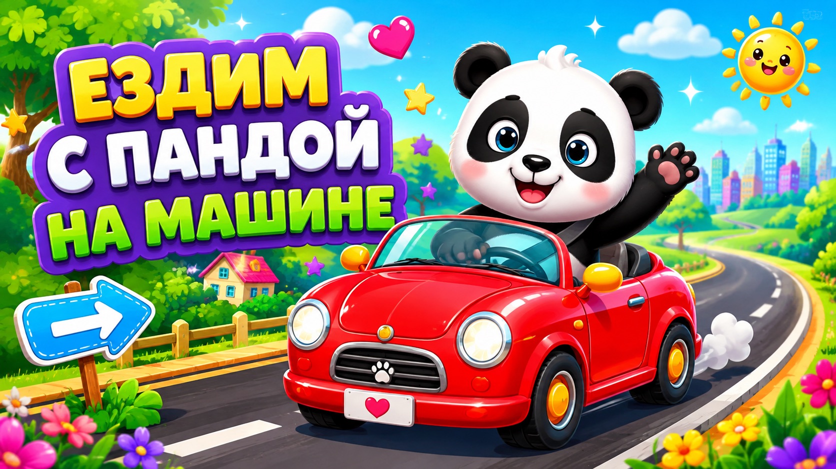 КАТАЕМСЯ НА МАШИНЕ С ПАНДОЙ😝ДЕТЯМ😘#детям #развитие #панда #игры
