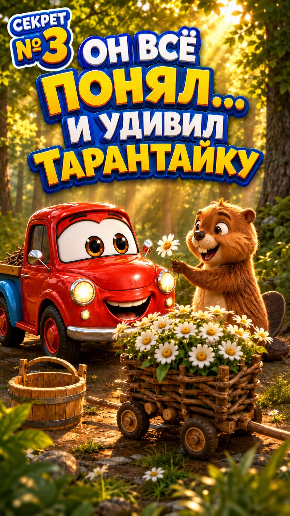Бобрёнок понял свою ошибку и приготовил Тарантайке сюрприз