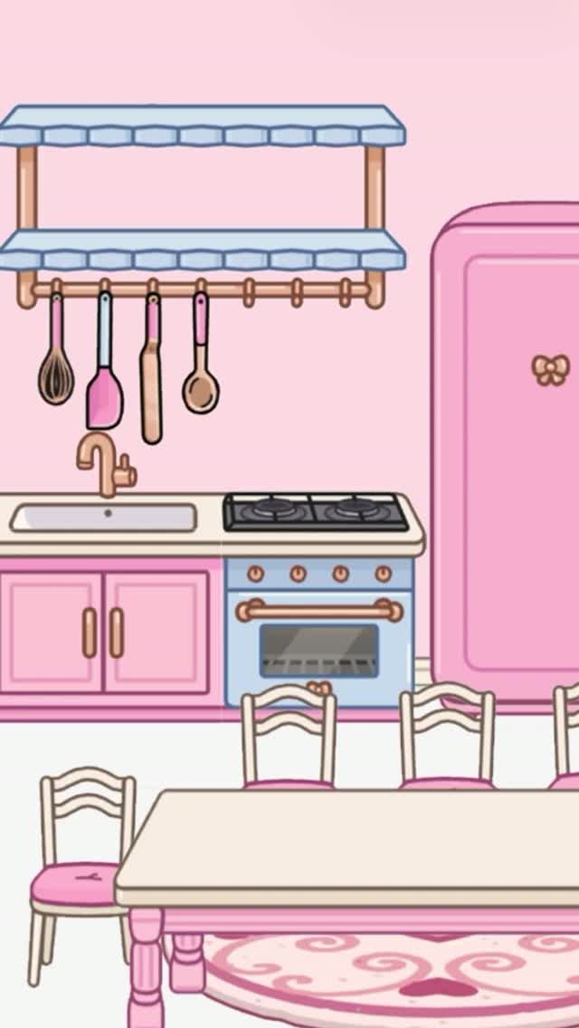 Обустройство кухни в розовом цвете🎀💕🍧 #Pink_toca #toca_boca
