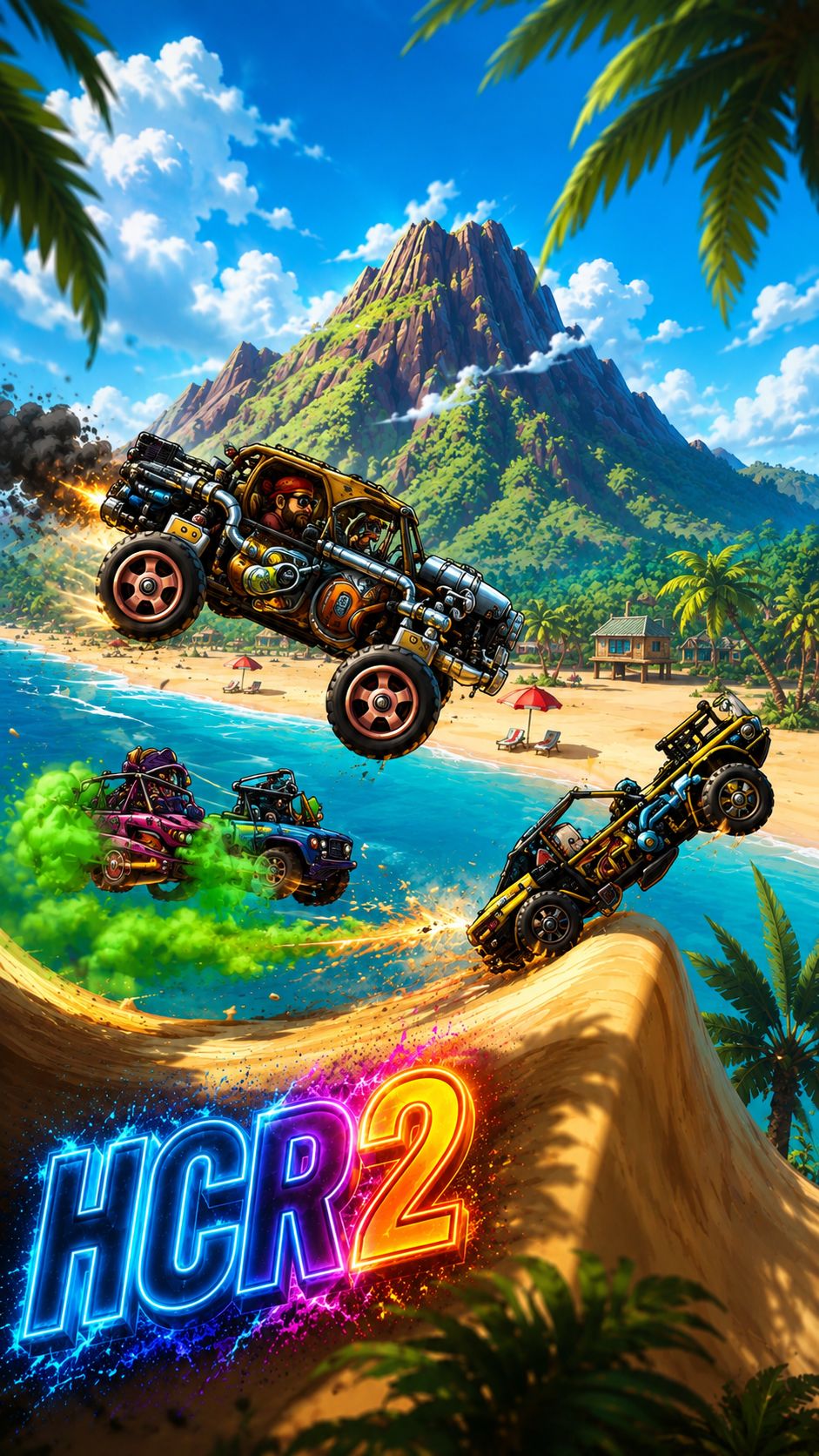 🏝️🍹⛱️ Is SUPERDIESEL The Best Today? (Oversized Beach) - Hill Climb Racing 2 #shorts #hcr2