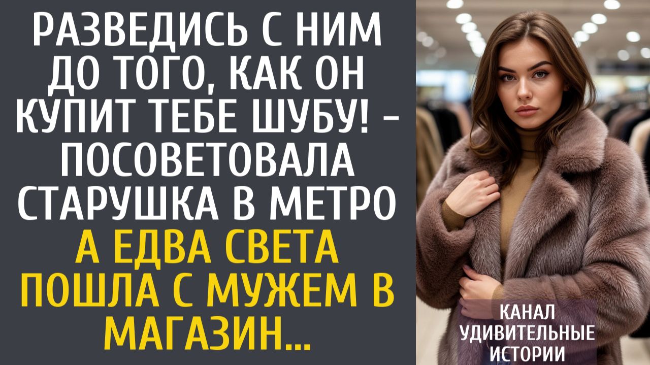 Истории из жизни Разведись до того, как купит тебе шубу! - посоветовала старушка в метро…