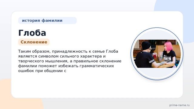 Фамилия Глоба: происхождение, значение и склонение