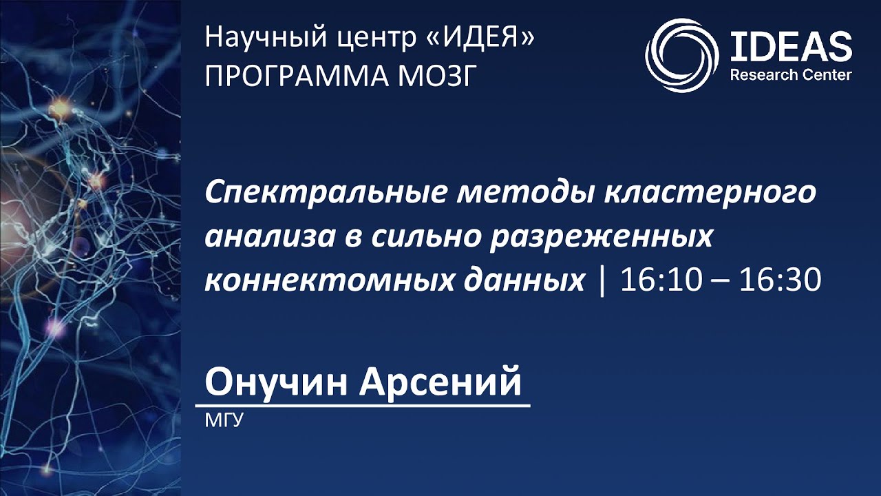 Спектральные методы кластерного анализа в сильно разреженных коннектомных данных