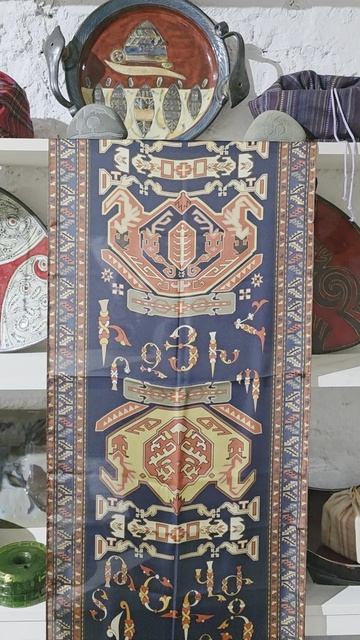 Шарф «АйБен» (Армянский алфавит) шёлк 45х195см. авторский принт