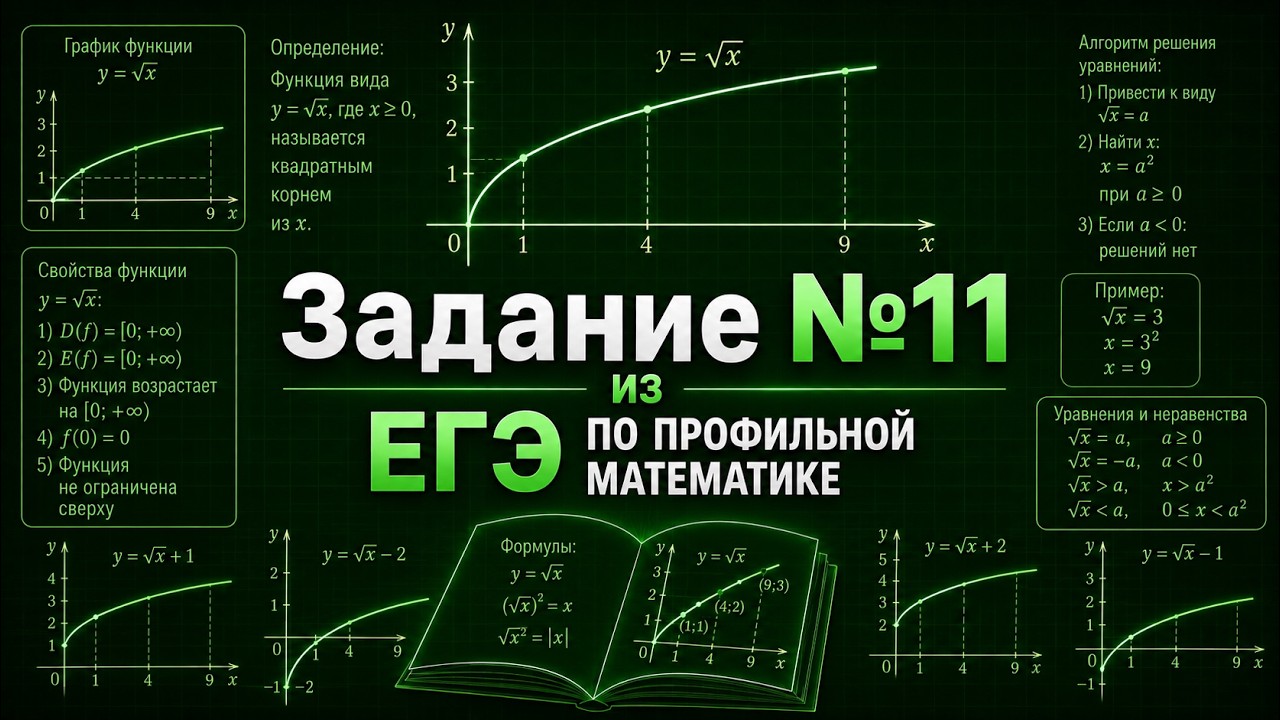 📘График квадратного корня | Всё, что нужно для задания №11 ЕГЭ (Профиль) | Модуль 11.4